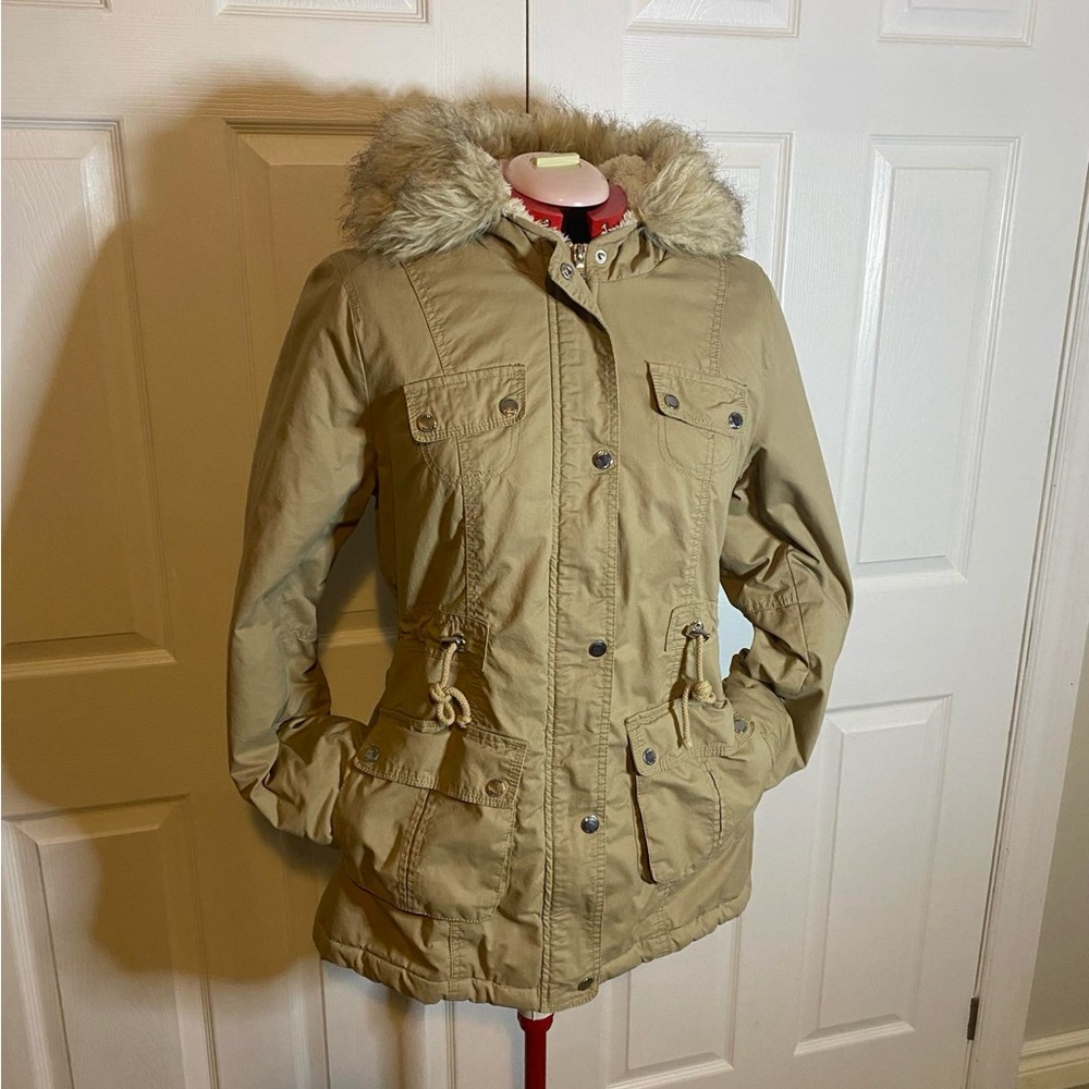 The Cabin Parka Beige Jacket with Hood 
Size XL